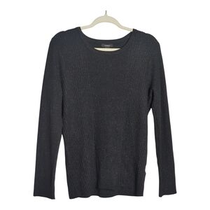 Alfani Medium Black With Silver Metallic Threading Round Neck Sweater Classic